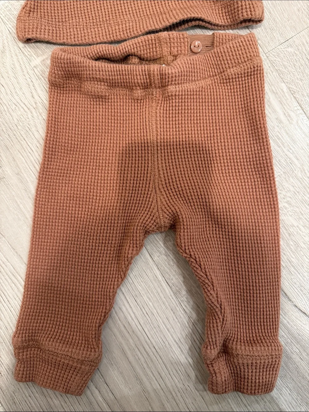 H&M Baby Organic Cotton Waffle Knit Baby Set in Rust
